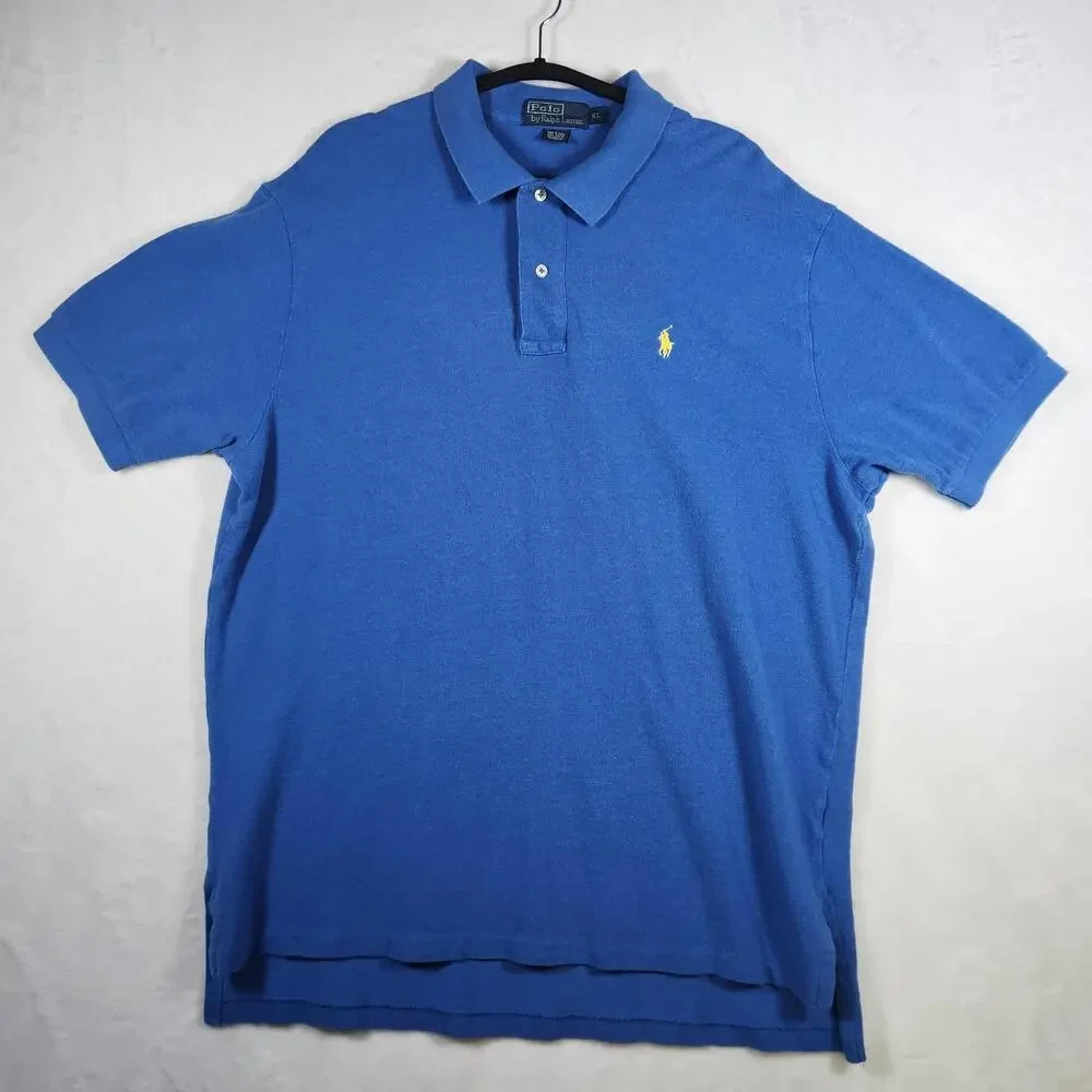 Polo Ralph Lauren Blue Short Sleeve Polo Shirt Size XL‎ Yellow Pony